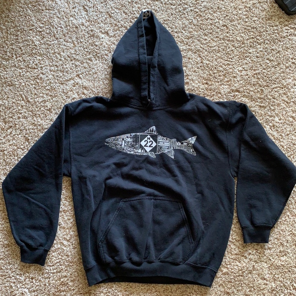 M22 Black hooded sweatshirt.